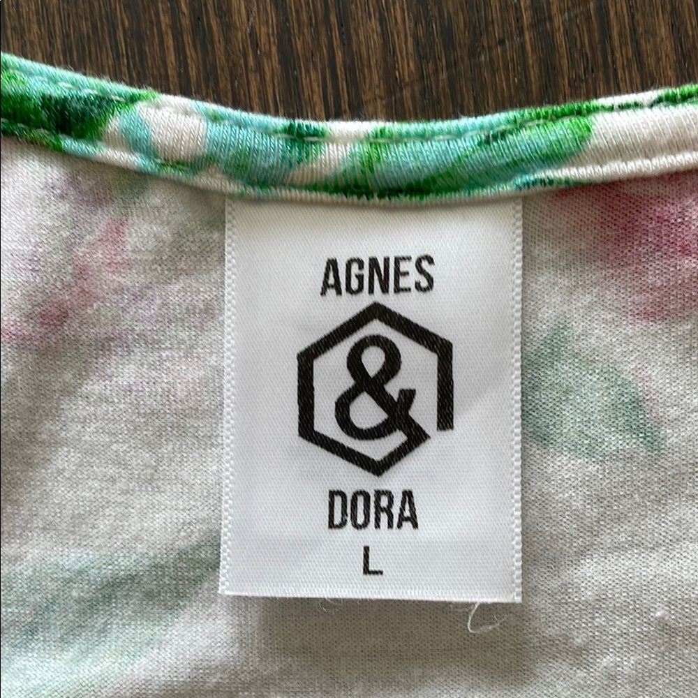 AGNES & DORA FLORAL PRINT TANK TUNIC TOP Size L  White Red Pink Turquoise Green - Picture 6 of 11